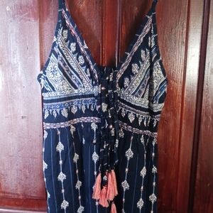 Angie Navy and Pink Tasle Patterned Sz S Boho Summer